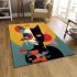 Contemplative cat and flowers area rugs carpet