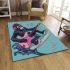 Cool monkey surfing with electric guitar area rug