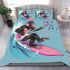 Cool monkey surfing with electric guitar bedding set