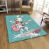 Cool rabbit surfing with electric guitar and headphones area rug