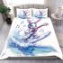 Cool rabbit surfing with electric guitar and headphones bedding set