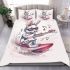 Cool rabbit wearing sunglasses surfing with electric guitar bedding set