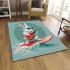 Cool rabbit wearing sunglasses surfing with electric guitar area rug