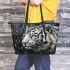 Cool white tiger with dream catcher leather tote bag