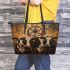 Cows with dream catcher leather tote bag