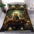 Cozy cat surrounded by books bedding set