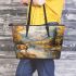 Create an oil painting of majestic deer standing leather totee bag