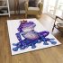 Crown on top of purple and blue tree frog cartoon caricature area rugs carpet