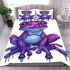 Crown on top of purple and blue tree frog cartoon caricature bedding set