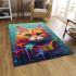 Curious cat in a colorful dream area rugs carpet
