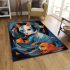 Curious cat in swirling playfulness area rugs carpet