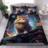 Curious cat in the colorful room bedding set