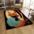 Curious cat with striped umbrella area rugs carpet
