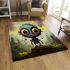 Curious creature in forest scene area rugs carpet