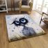 Curious dog in blue flowers area rugs carpet