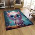 Curious owl with bubbles area rugs carpet