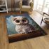 Curious owl with coffee in the forest area rugs carpet