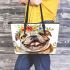 Cute and happy english bulldog leather tote bag