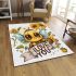 Cute baby bee wearing sunflowers area rugs carpet