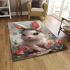 Cute baby bunny with big eyes area rugs carpet
