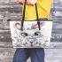 Cute baby bunny with big eyes leather tote bag