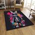 Cute baby bunny with dark sunglasses and a black backpack area rugs carpet