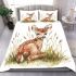 Cute baby deer sitting in the grass bedding set