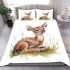 Cute baby deer sitting in the grass bedding set