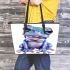 Cute baby frog leaather tote bag