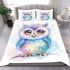 Cute baby owl watercolor style with pastel colors bedding set