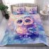 Cute baby owl watercolor style with pastel colors bedding set