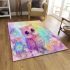 Cute baby owl with big eyes pink and purple colors area rugs carpet