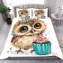 Cute baby owl with big eyes wearing bedding set