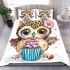 Cute baby owl with big eyes wearing bedding set