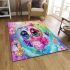 Cute baby owl with big eyes wearing pink and purple dress area rugs carpet