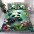 Cute baby panda eating bamboo bedding set