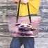 Cute baby panda in the style leather tote bag