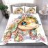 Cute baby turtle wearing jewelry and flowers bedding set