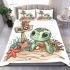 Cute baby turtle with big eyes sitting bedding set