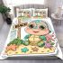 Cute baby turtle with big eyes sitting bedding set