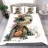 Cute baby turtle with big eyes wearing a floral crown bedding set