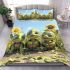 Cute baby turtles with sunflower eyes and big heads bedding set