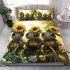 Cute baby turtles with sunflowers on their backs bedding set