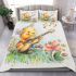 Cute bee and music notes with electric guitar bedding set