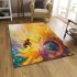 Cute bee on a sunflower area rugs carpet