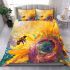 Cute bee on a sunflower bedding set