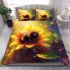 Cute bee sits on the petal of a sunflower bedding set