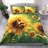 Cute bee sits on the petals of sunflowers bedding set