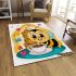 Cute bee with big eyes and coffee area rugs carpet