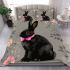 Cute black rabbit with pink collar bedding set